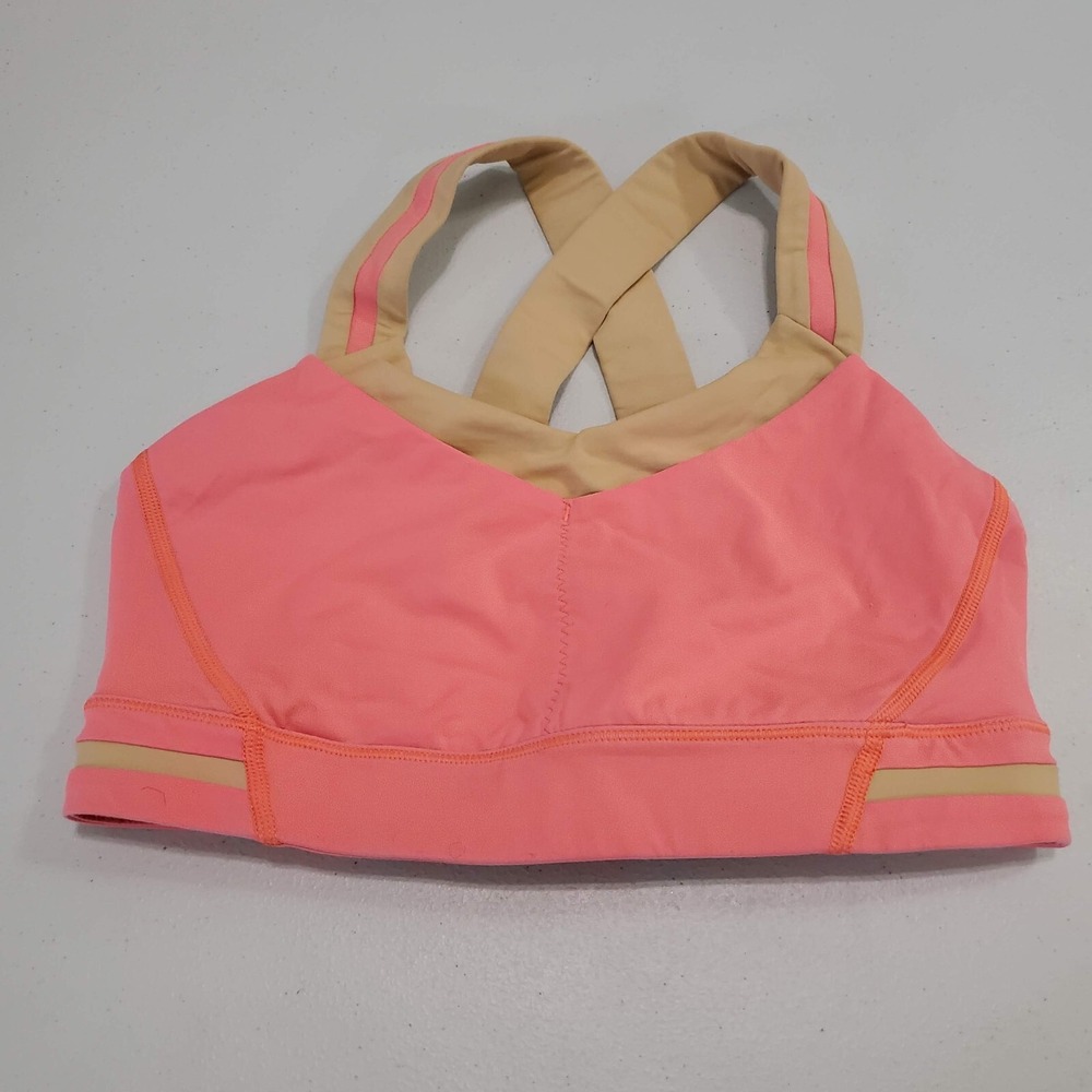 Lululemon Women Sports Bra 6 Pink Lululemon Rack Pack Pockets High Impact